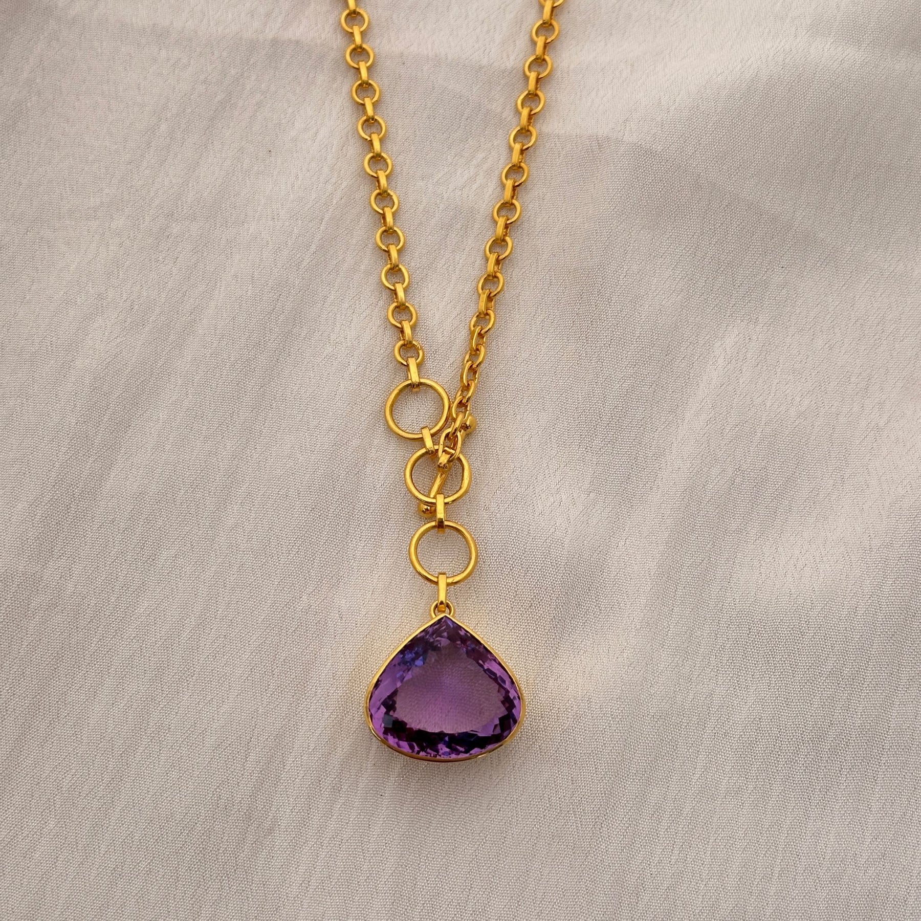 Liza Amethyst 18K Gold Plated Silver 925 Love Necklace