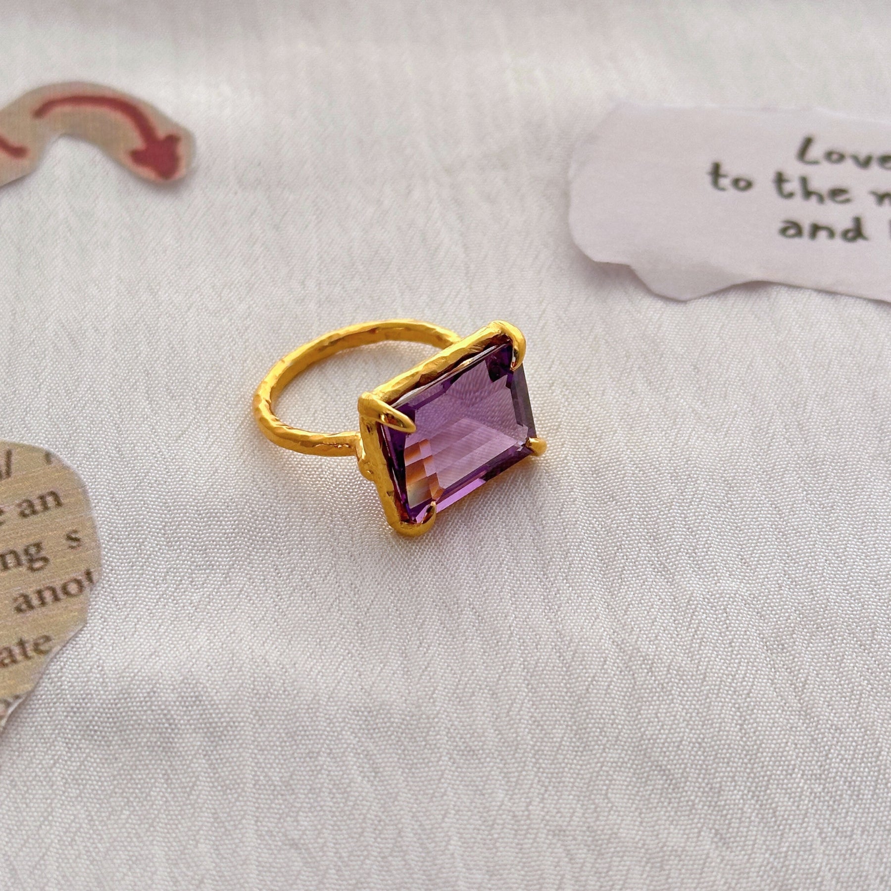 Peony Amethyst Gold Plated Silver 925 Ring