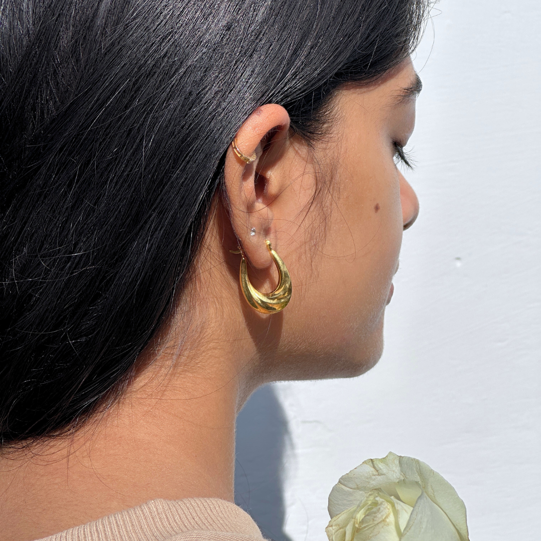 Raul Gold Plated Silver 925 Hoop Earrings