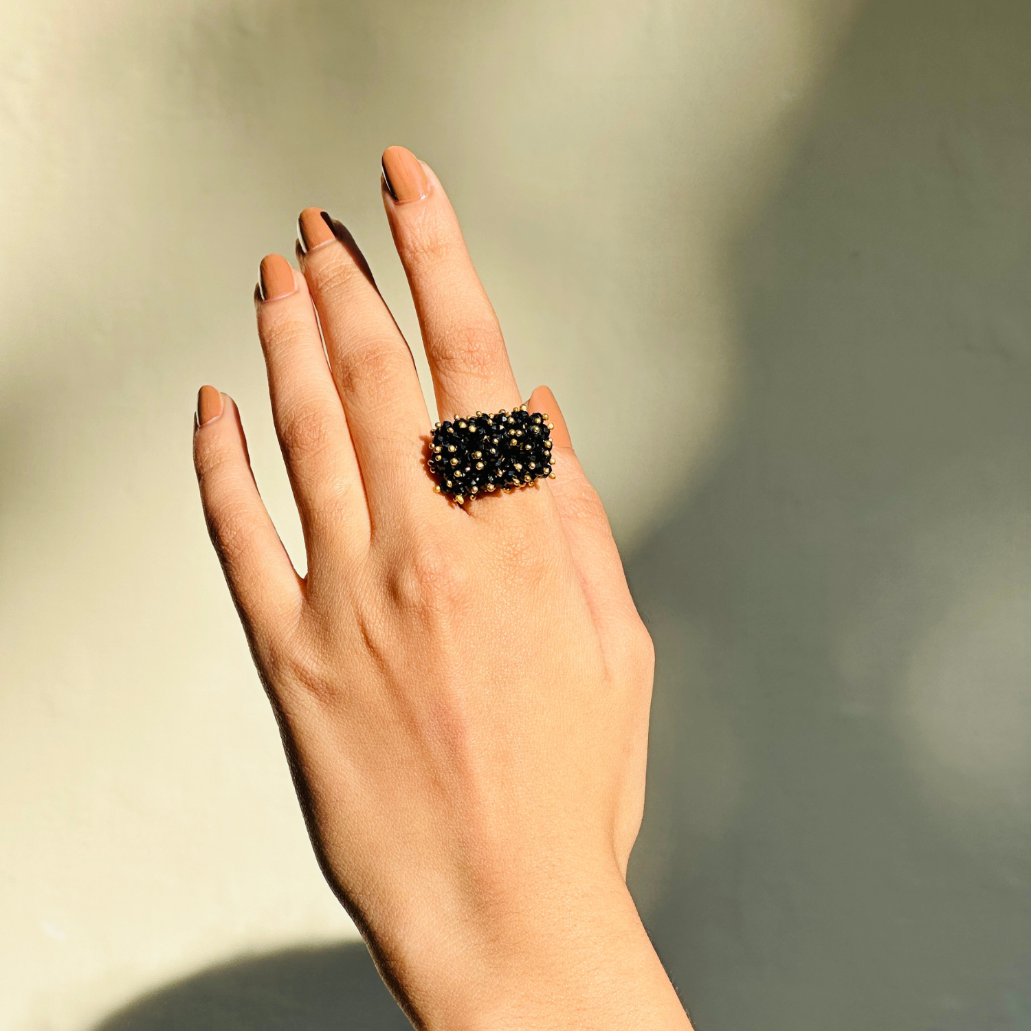 Black Onyx Beads Ring