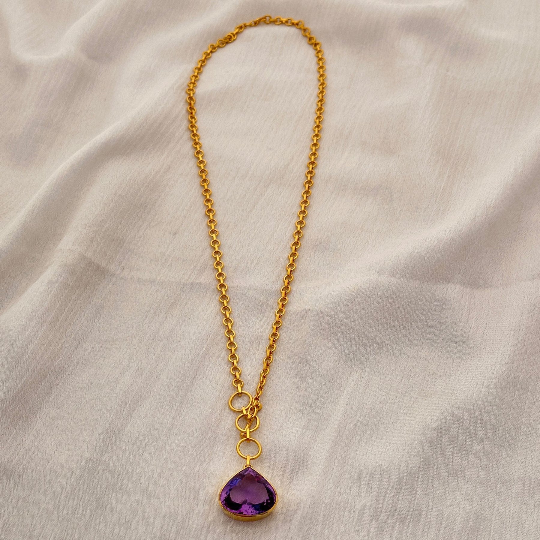 Liza Amethyst 18K Gold Plated Silver 925 Love Necklace