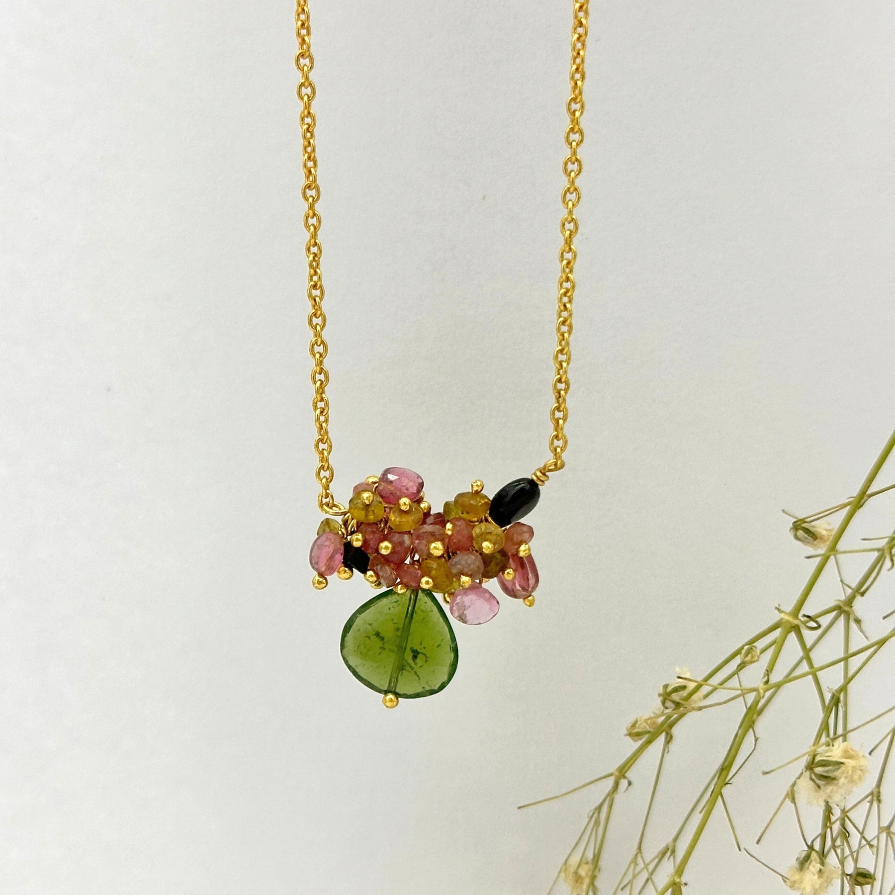 Isla Tourmaline 18k Gold Plated Silver 925 Necklace