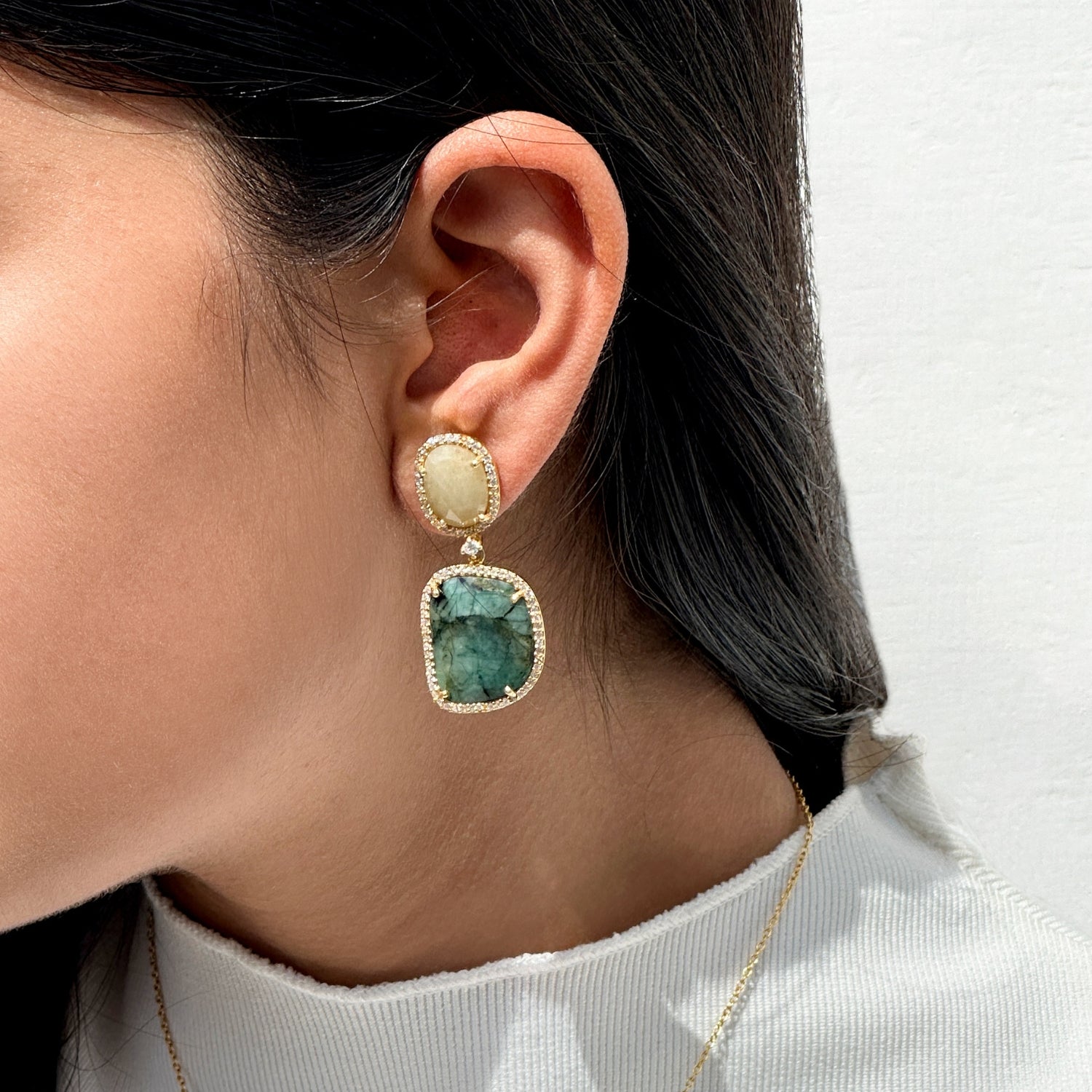 Kavya Emerald & Yellow Sapphire Silver 925 Earrings