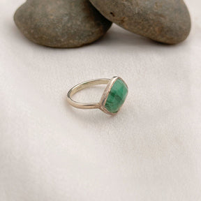 Poppy Silver 925 Emerald Ring