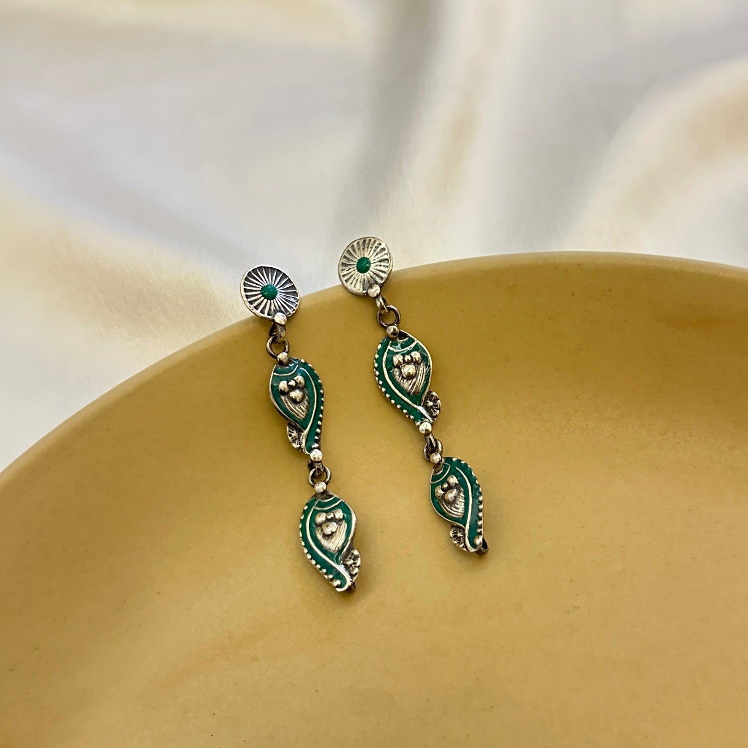 Ethnic Enamel Long Earrings