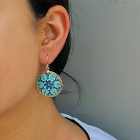 Round Detailed Enamel Earrings