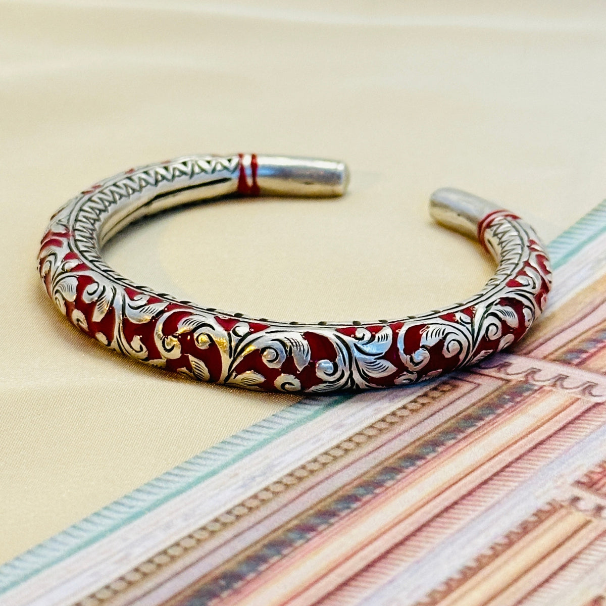 Kuha Enamel Silver 925 Cuff Bangle