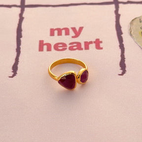 Liebe Ruby Gold Plated Silver 925 Love Ring