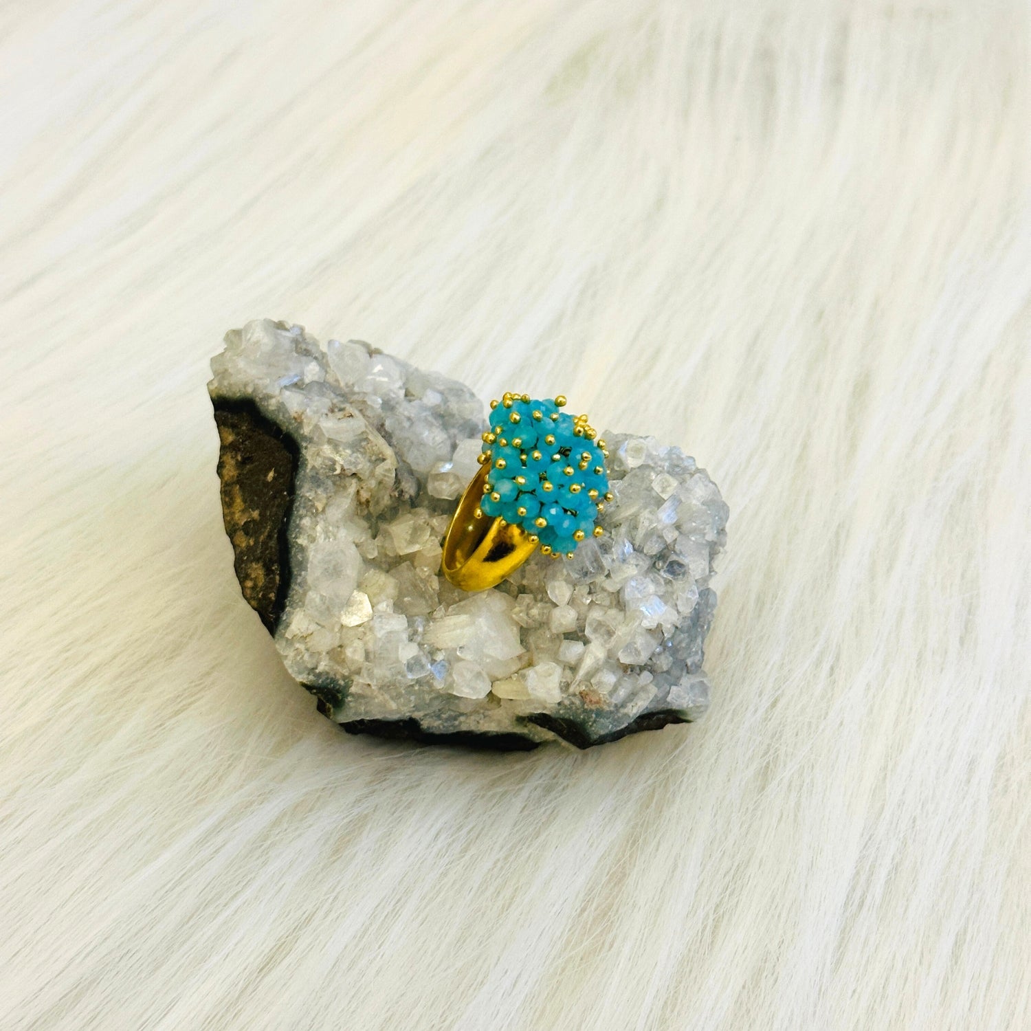 Blue Hues Beads Ring