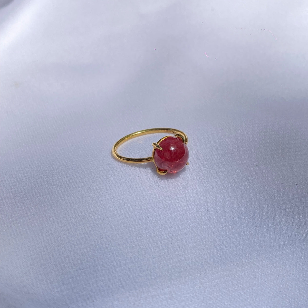 Pink Tourmaline Round 18KT Gold Ring