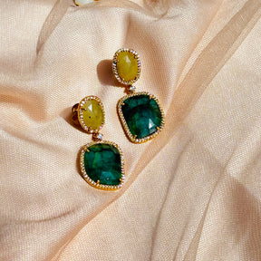 Kavya Emerald & Yellow Sapphire Silver 925 Earrings