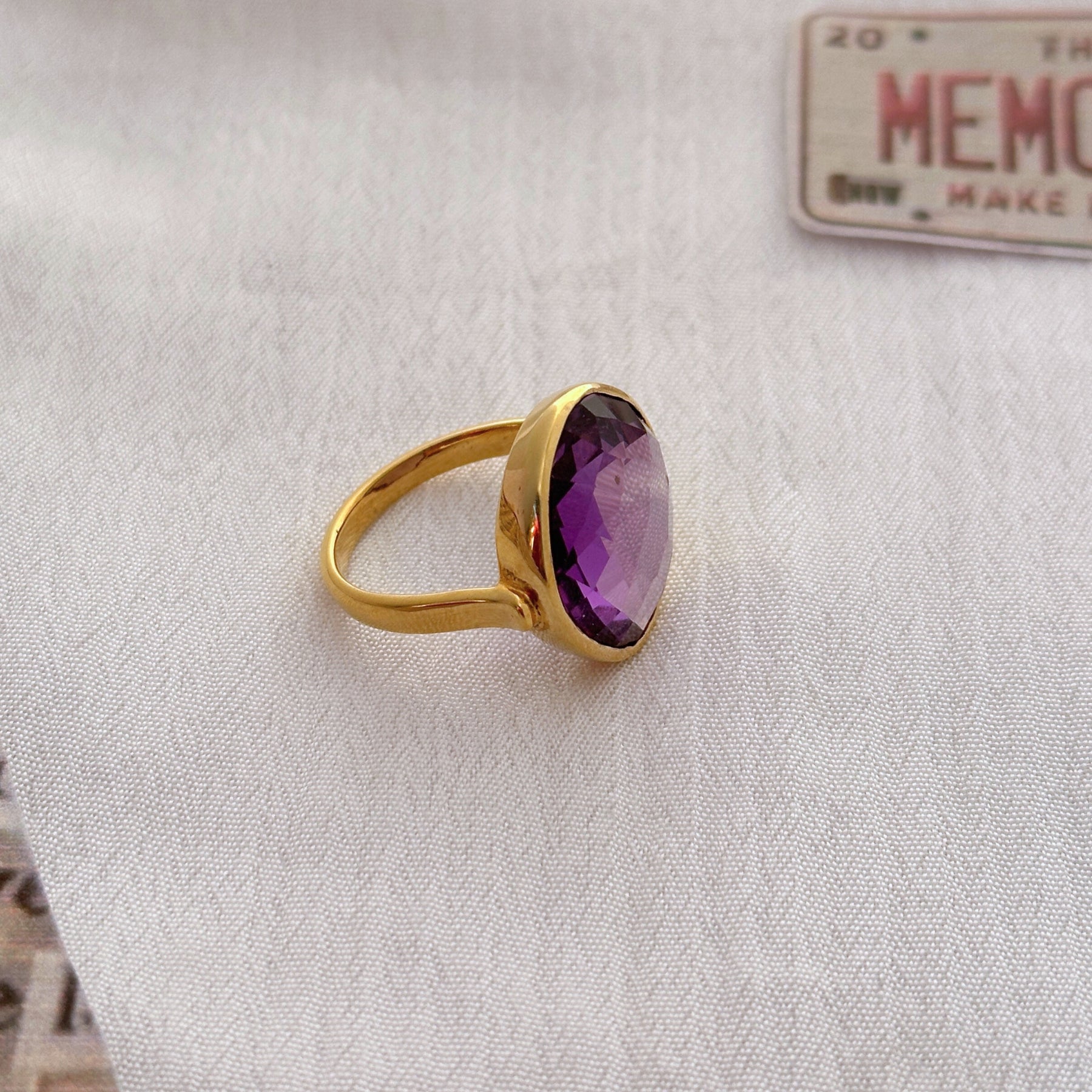 Srim Amethyst Gold Plated Silver 925 Ring