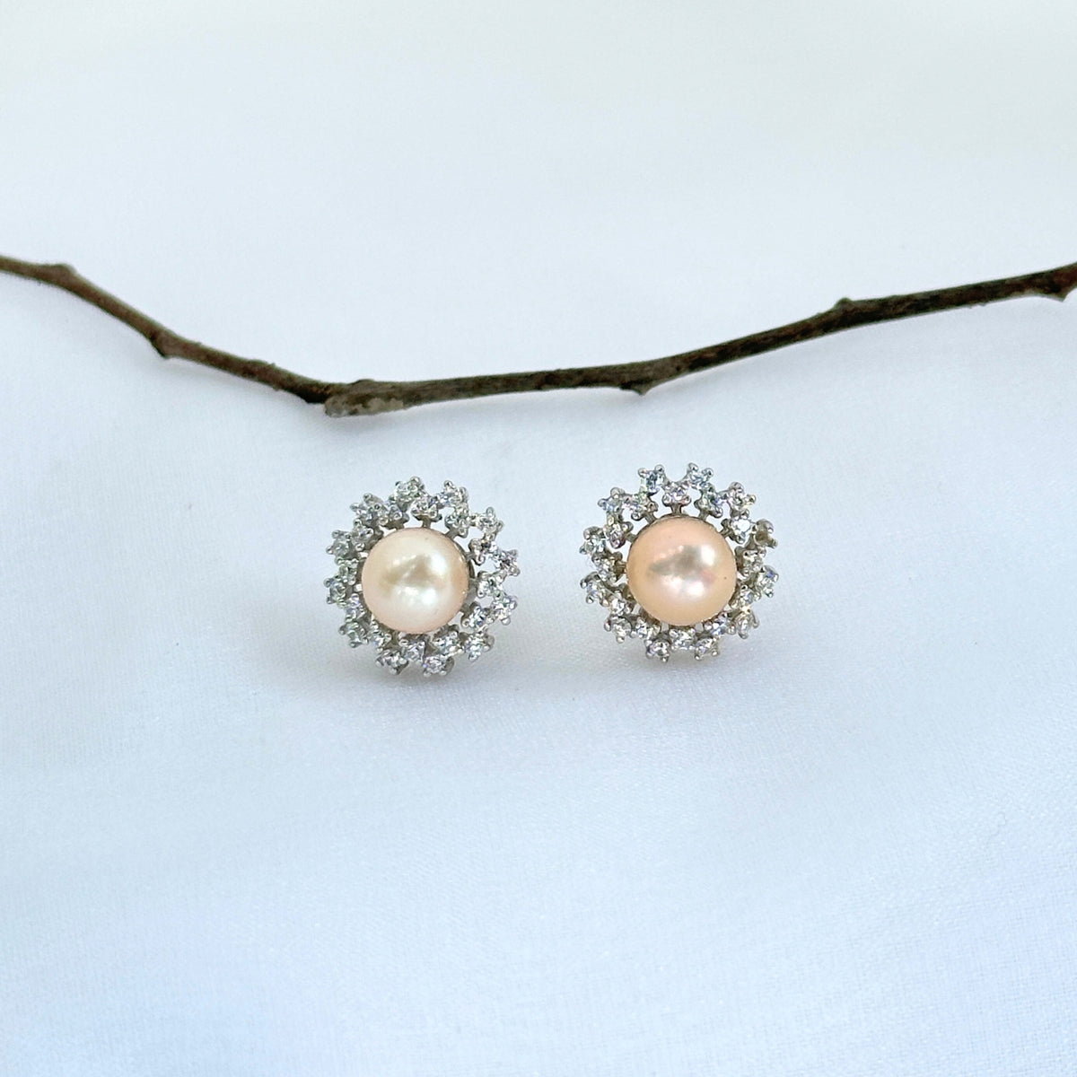 Augusta Pearl with Diamond Silver 925 Earrings