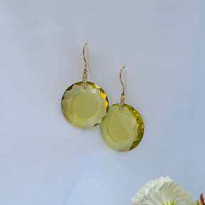 Lemon Quartz & Diamond 18KT Gold Earrings