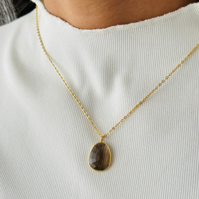 Smokey Quartz 18KT Gold Pendant