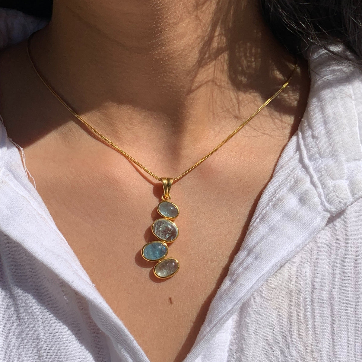 Moana Aquamarine 18k Gold Plated Silver 925 Pendant