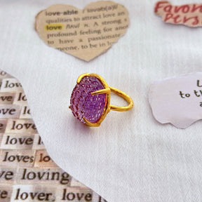 Glimmer Amethyst Gold Plated Silver 925 Ring