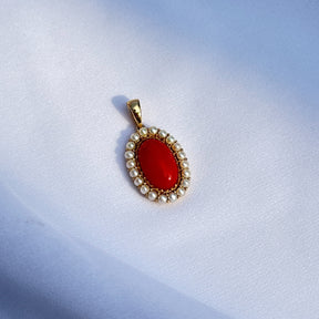 Coral & Pearl 18KT Gold Pendant