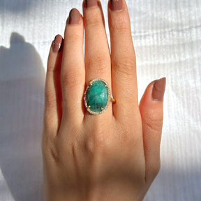 Elena Silver 925 Emerald Gold Plated Ring