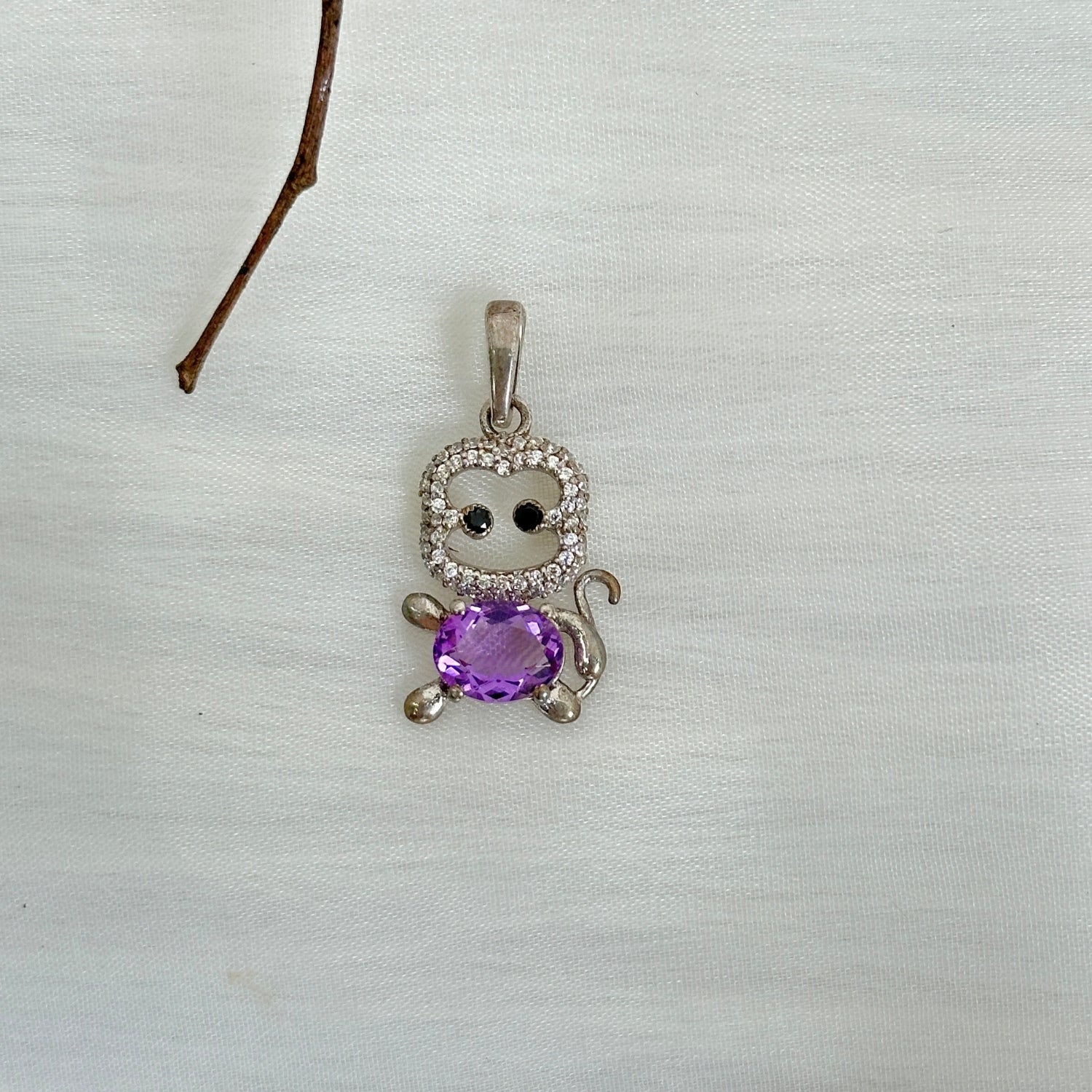 Monkey Amethyst Silver 925 Pendant