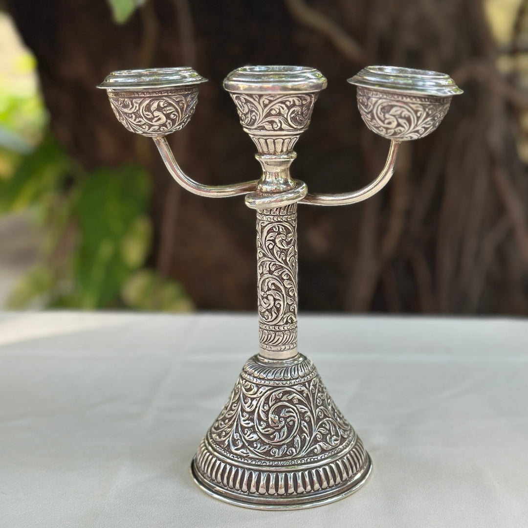 Pradipa Silver Candle Stand Artifact