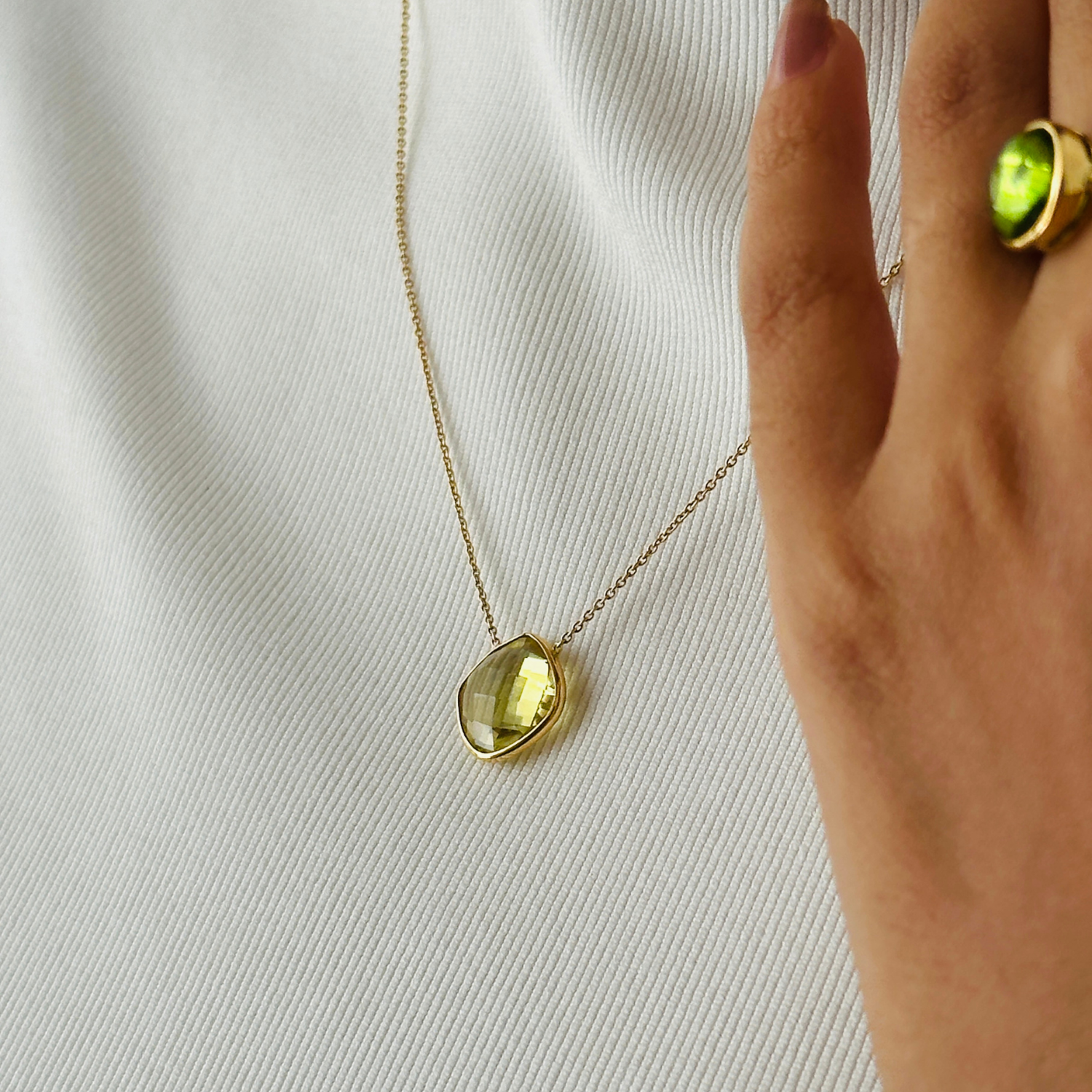 Lemon Quartz 18KT Gold Pendant Necklace