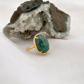 Raquel  Silver 925 Emerald Gold Plated Ring