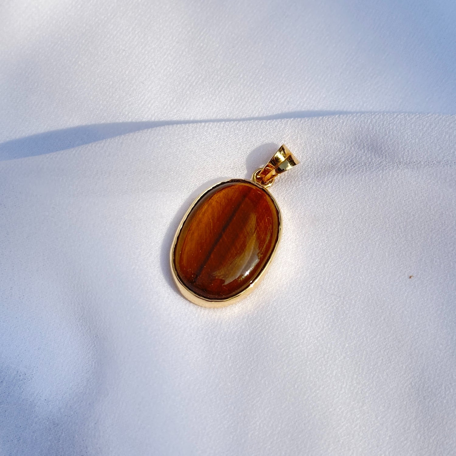 Tiger Eye Oval 18KT Gold Pendant