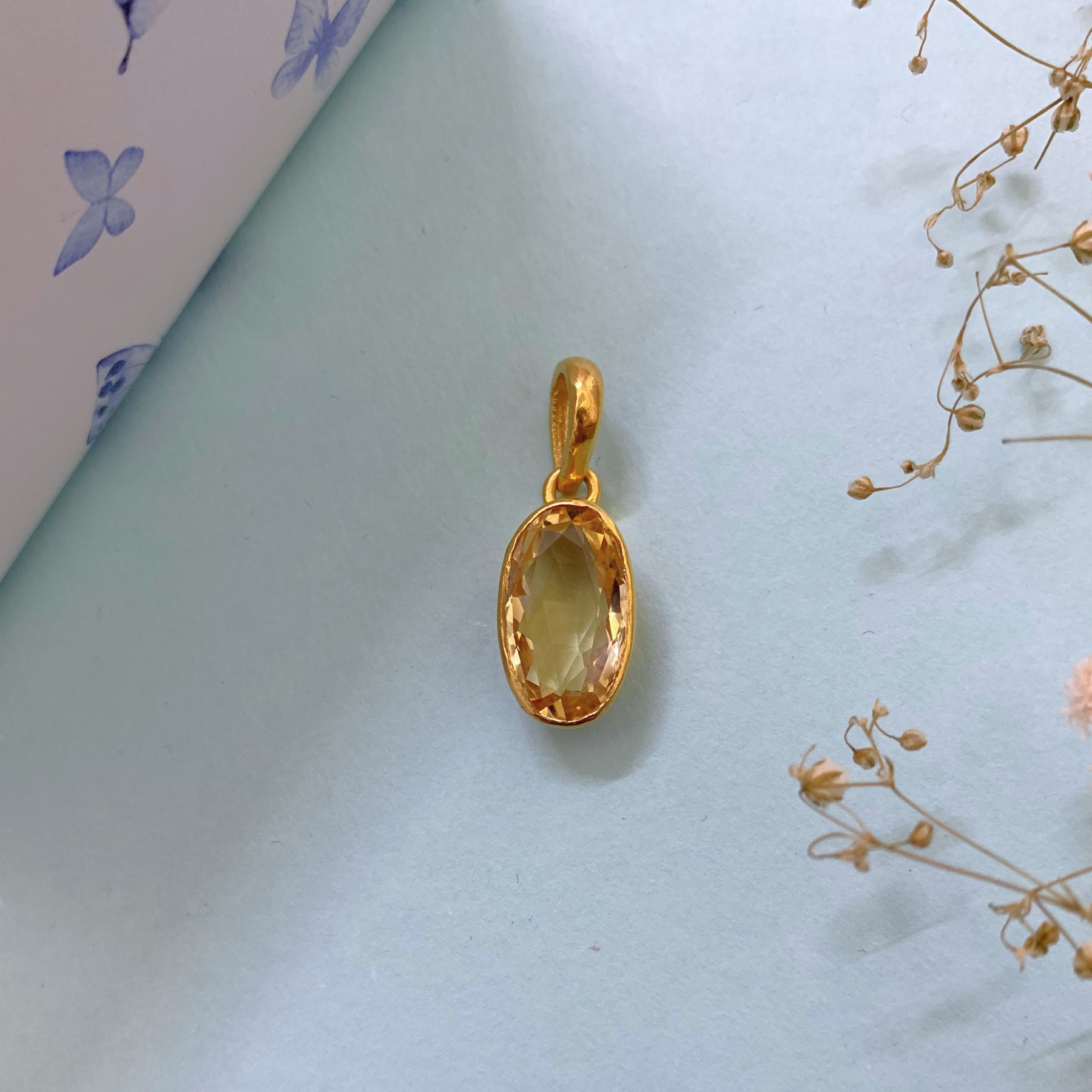 Liam Citrine 18K Gold Plated Silver 925 Pendant