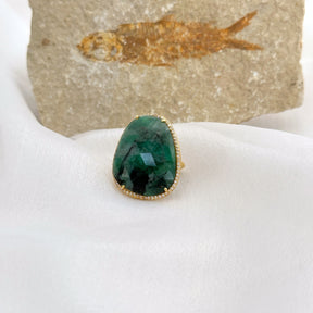 Beatriz Silver 925 Emerald Gold Plated Ring