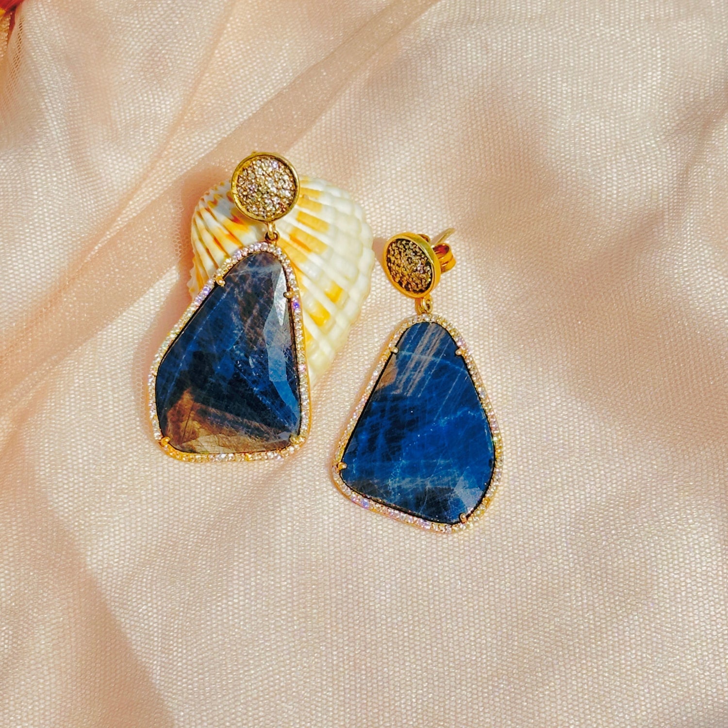 Kashvi Sapphire & Zircon Silver 925 Earrings