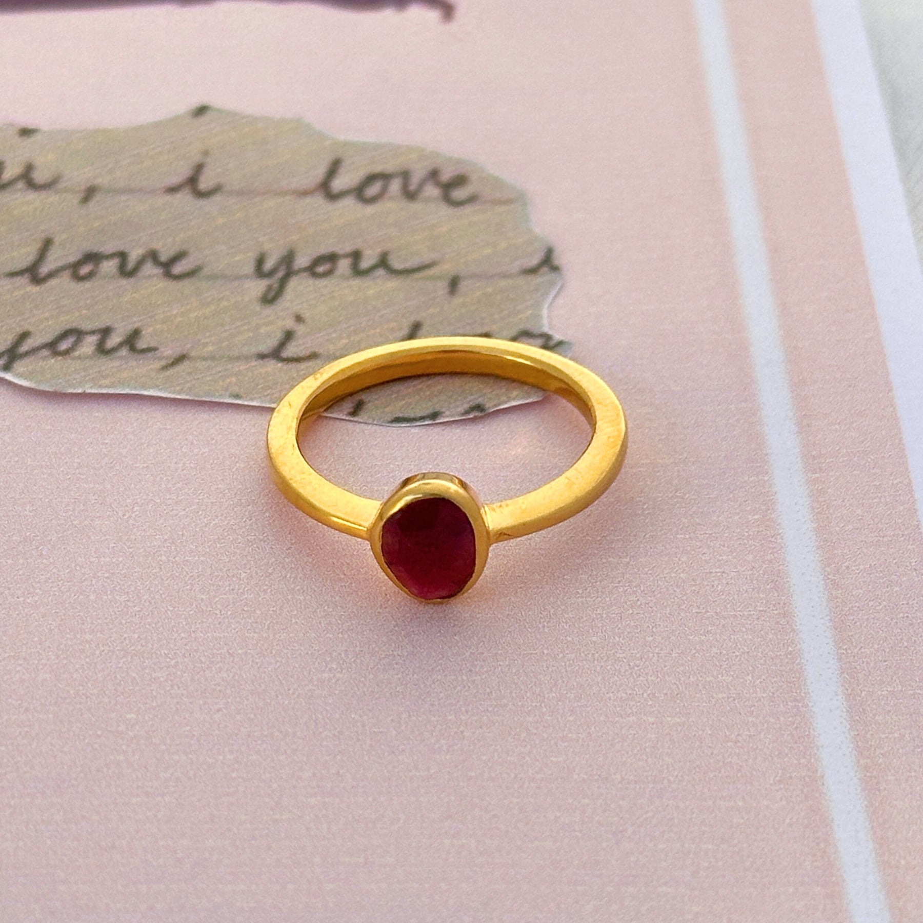 Prin Ruby 18KT Gold Plated Silver Love Ring