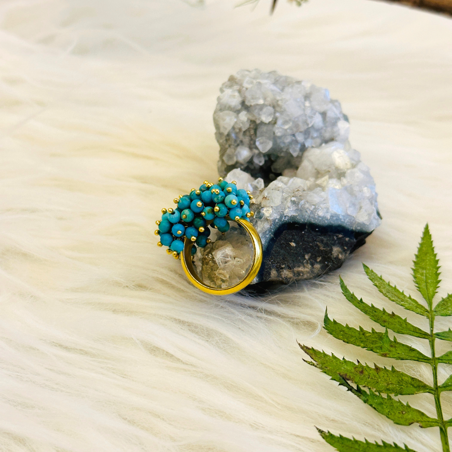 Blue Hues Beads Ring