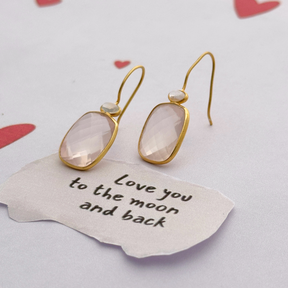 Tate Rose Quartz 18K Gold Plated Silver 925 Love Earrings