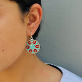 Round Detailed Enamel Earrings