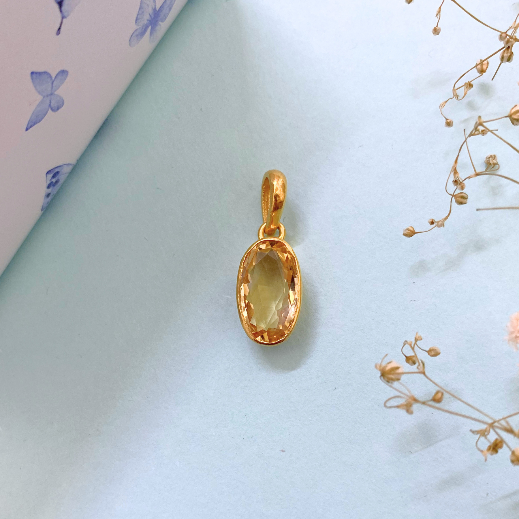 Liam Citrine 18K Gold Plated Silver 925 Pendant