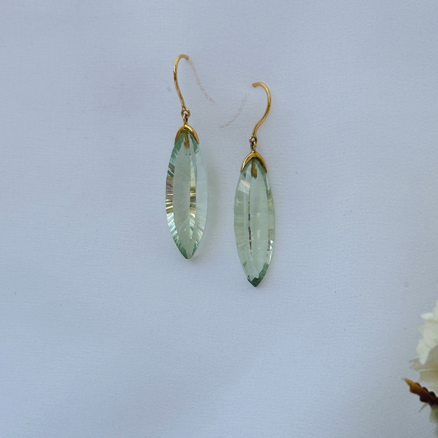 Green Amethyst 18KT Gold Earrings