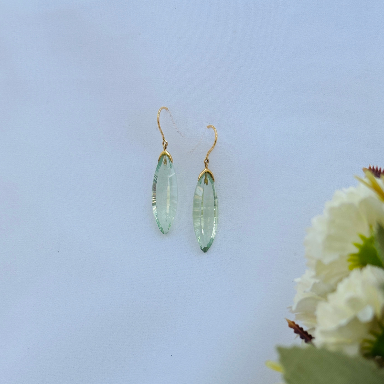 Green Amethyst 18KT Gold Earrings