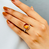 Citrine Squarish 14KT White Gold Ring