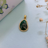 Kim Emerald & Zircon 18K Gold Plated Silver 925 Pendant