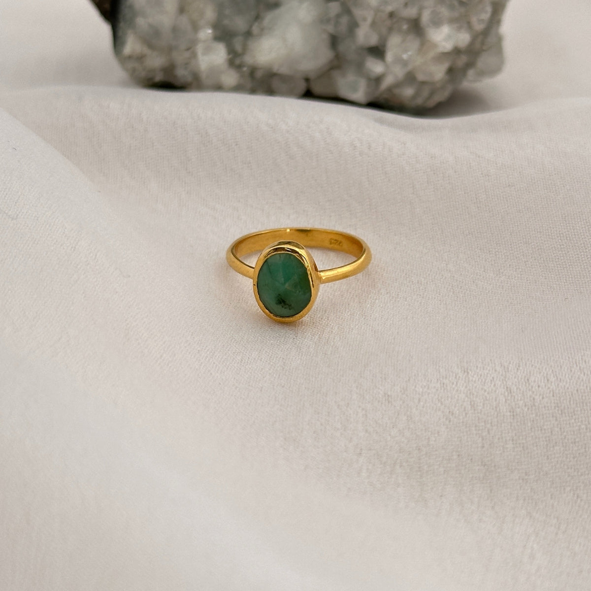 Patricia  Silver 925 Emerald Gold Plated Ring