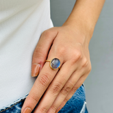 Labradorite Round 18KT Gold Ring