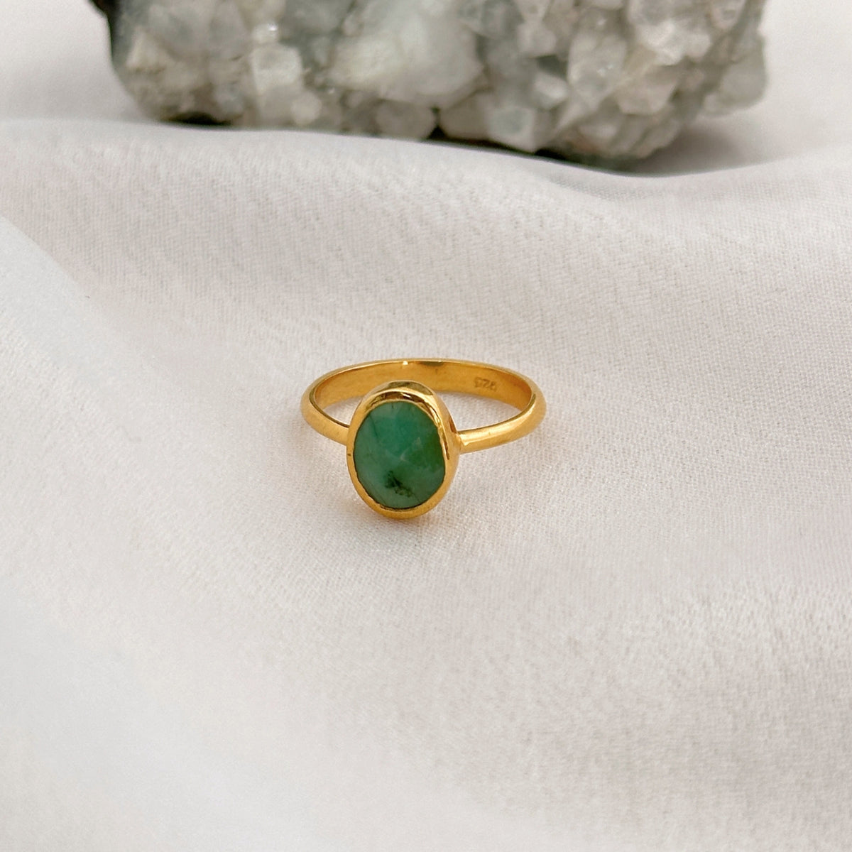 Patricia  Silver 925 Emerald Gold Plated Ring