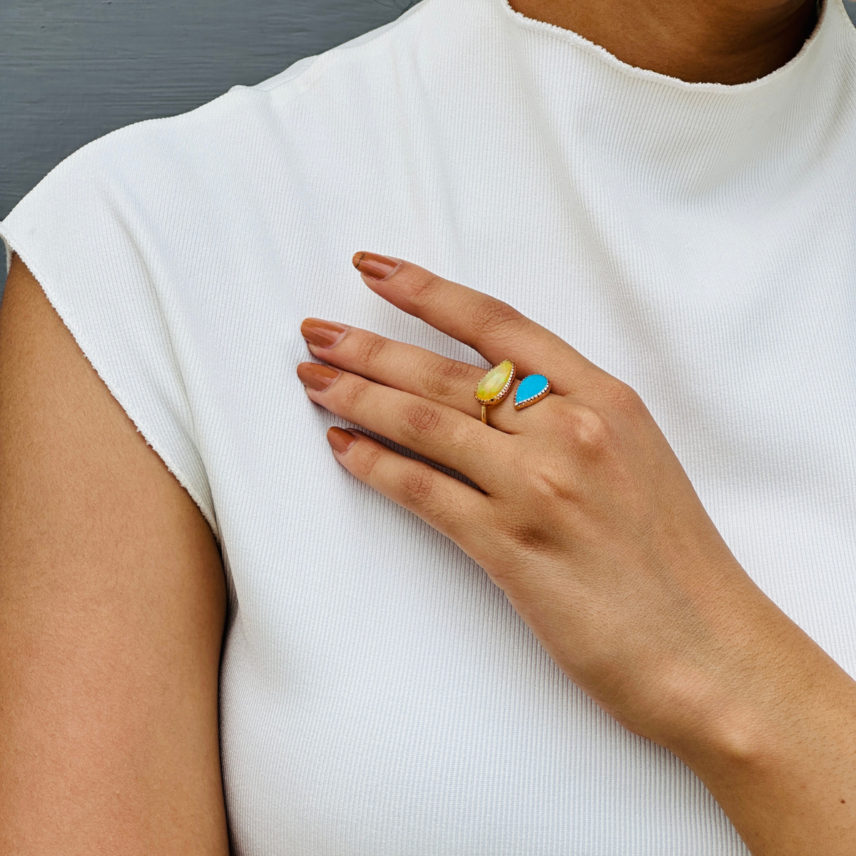 Opal and Turquoise 18KT Gold Ring