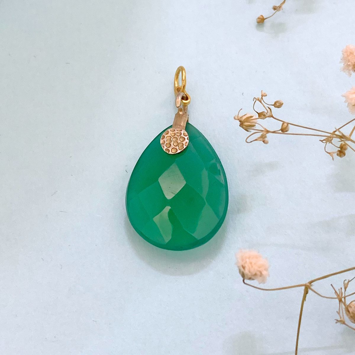 Rhay Green Onyx 18K Gold Plated Silver 925 Pendant