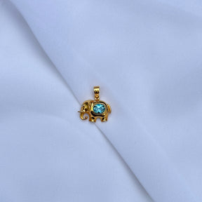 Blue Topaz Elephant 18KT Gold Pendant