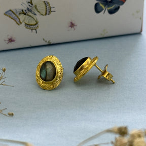 Margo Labradorite 18k Gold Plated Silver 925 Stud Earrings