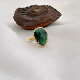 Gabriella  Silver 925 Emerald Gold Plated Ring