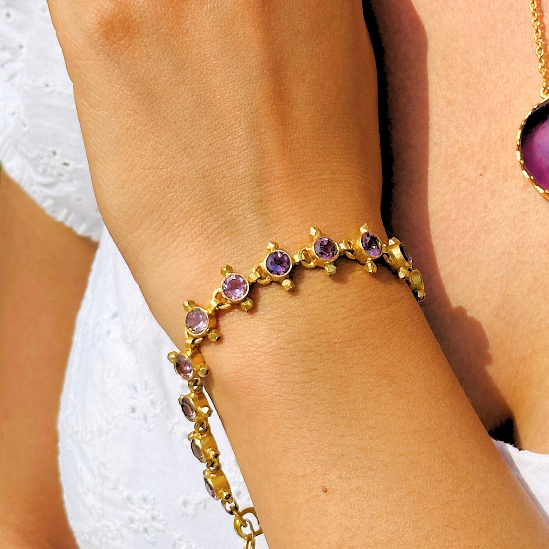 Lyra Amethyst 18KT Gold Plated Silver 925 Love Bracelet