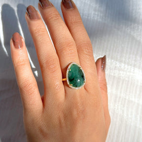 Gabriella  Silver 925 Emerald Gold Plated Ring